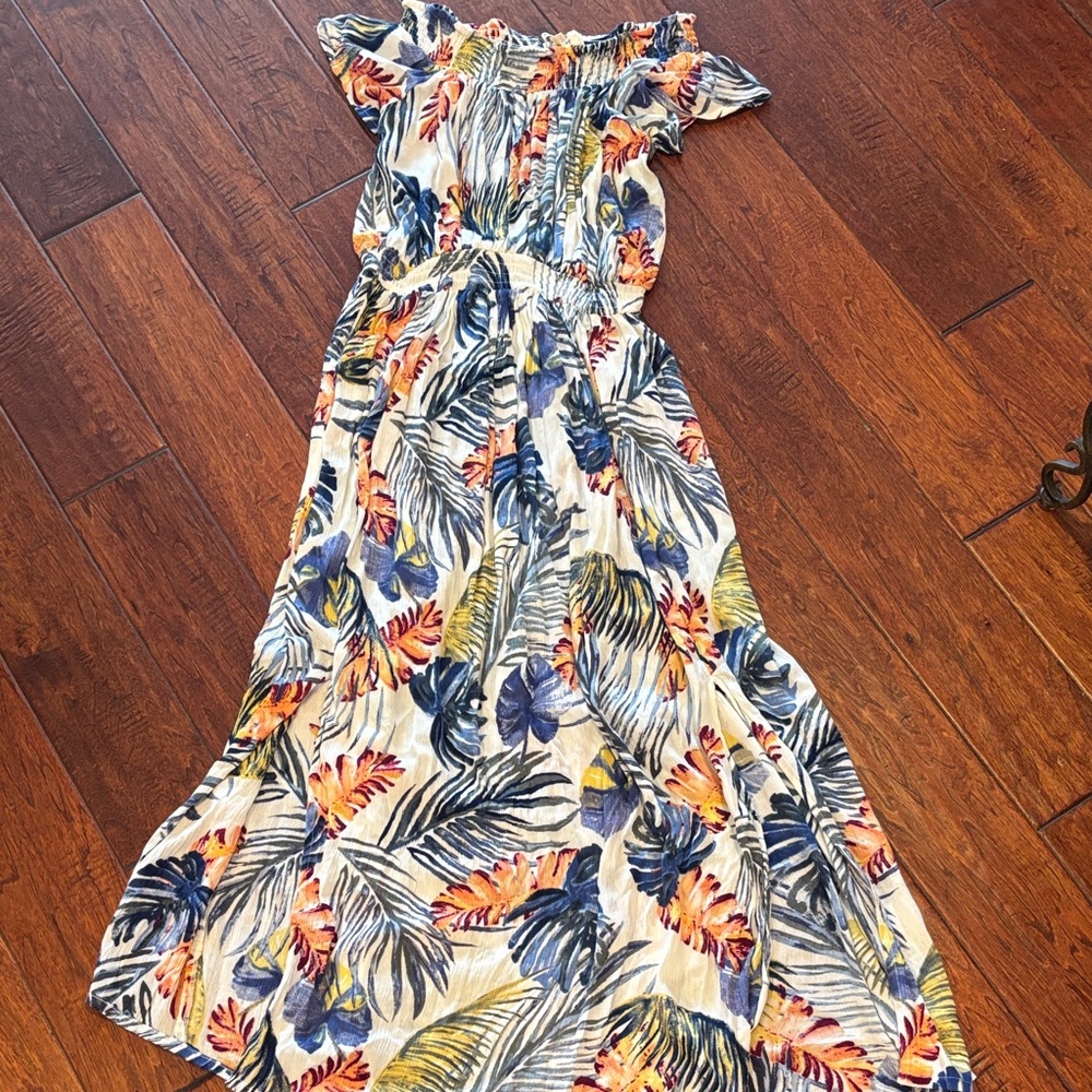 Rip Curl Tropical Print Maxi Dress - Blue, Orange, Yellow